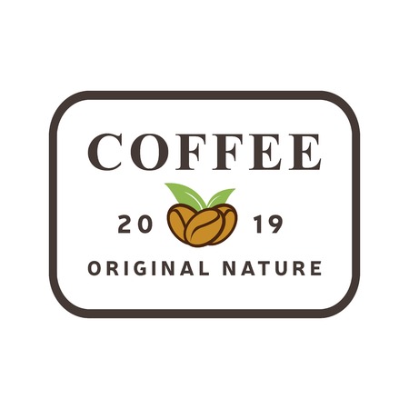 Coffee Natural logo vintage. Coffee shop template. Restaurant label. Cafe house label. Graphic design element for business cafe, bar, pub. Vector Illustration isolated on background. Label product.のイラスト素材