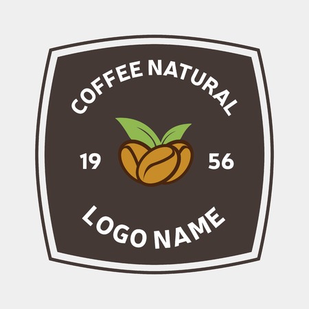 Coffee Natural logo vintage square. Coffee shop template design. Restaurant, Cafe home. Graphic design element for business cafe, bar, pub. Vector Illustration isolated on background. Label product.のイラスト素材