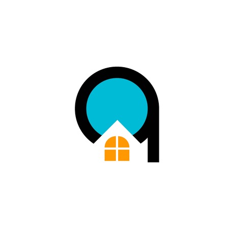 Real Estate Letter Q and window house vector logo template, support icon modern. Concept illustration for Real estate, construction,initial letter logo name.のイラスト素材