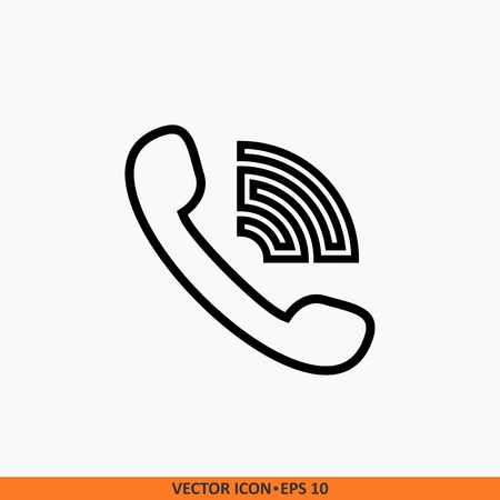 Phone icon vector. Flat line icon phone symbol. Trendy flat style isolated on white background. Handset icon with waves. Telephone symbol for your website design, logo, app, UI.のイラスト素材