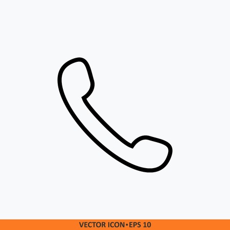 Phone icon vector. Flat line icon phone symbol. Trendy flat style isolated on white background. Telephone symbol for your website design, logo, app, UI.のイラスト素材