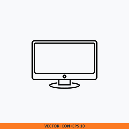 Vector monitor icon, flat line style EPS 10 illustration style. Flat screen TV icon Television blank screen.のイラスト素材