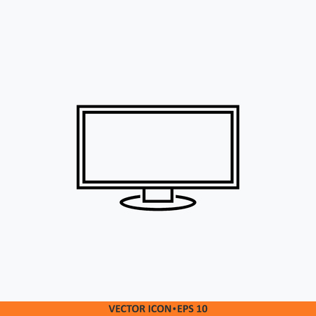 Vector monitor icon, flat line style EPS 10 illustration style. Flat screen TV icon Television blank screen.のイラスト素材