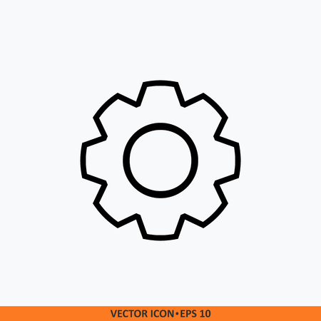 Vector Settings Work Tool icon. Illustration with gear. Flat line outline black on white background. symbol for your web site design, logo, app, UI.のイラスト素材