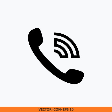 Phone icon vector. Flat line icon phone symbol. Trendy flat style isolated on white background. Handset icon with waves. Telephone symbol for your website design, logo, app, UI.のイラスト素材