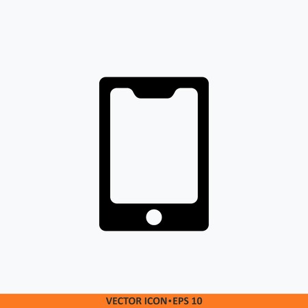 Vector smartphone icon, illustration, flat glyph monochrome style black on white background. Symbol for your website design, logo, app, UI.のイラスト素材