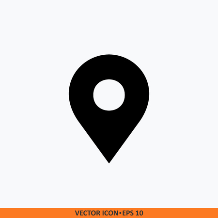 Vector monochrome glyph pin point, location icon black on white background. symbol for your web site design, logo, app, UI.のイラスト素材