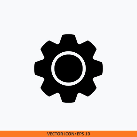 Vector Settings Work Tool icon. Illustration with gear. Flat glyph monochrome black on white background.のイラスト素材