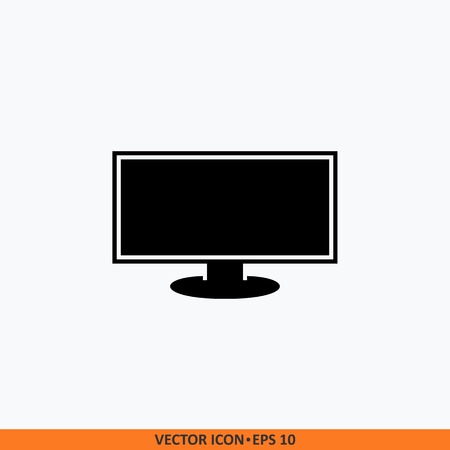 Vector monitor icon, flat glyph monochrome style EPS 10 illustration. Flat screen TV icon Television black screen.のイラスト素材