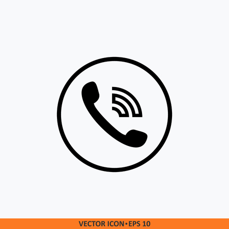Phone call icon with wave round button vector. Telephone symbol for your website design, logo, app, UI.のイラスト素材