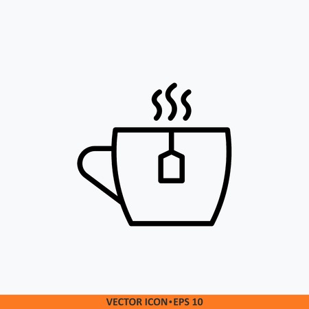Vector icon tea cup. Design concept of tea icon. Black icon flat line. Editable stroke.のイラスト素材