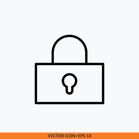 Vector icon padlock with keyhole flat line outline black in background white. Symbol for your website design, logo, app, UI. Editable stroke.のイラスト素材