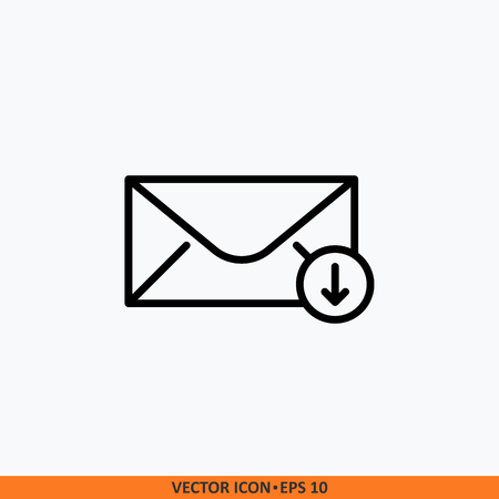 Vector icon email outbox flat line outline black in background white. Symbol for your website design, logo, app, UI. Editable stroke.のイラスト素材