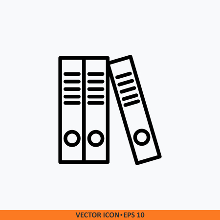 Vector icon file book folder flat line outline black in background white. Symbol for your website design, logo, app, UI. Editable stroke.のイラスト素材