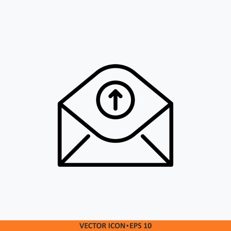 Vector icon email outbox flat line outline black in background white. Symbol for your website design, logo, app, UI. Editable stroke.のイラスト素材