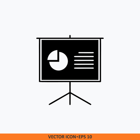 Presentation icon sign vector. Web office illustration. Solid black on white background. Symbol for website design, mobile application, ui. Editable stroke.のイラスト素材