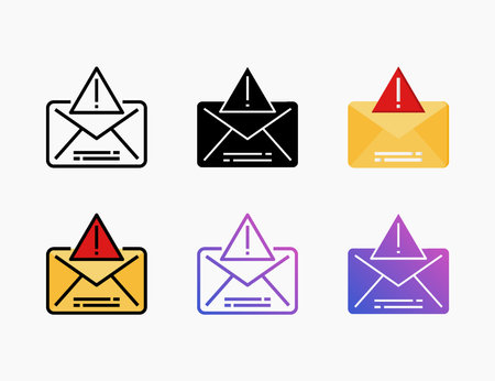 Mail Alert icon set with line, outline, flat, filled, glyph, color, gradient. Can be used for digital product, presentation, print design and more.のイラスト素材