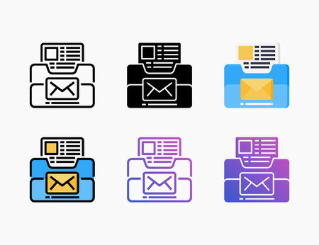 Archive Document icon set with line, outline, flat, filled, glyph, color, gradient. Can be used for digital product, presentation, print design and more.のイラスト素材