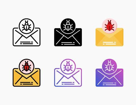 Spam Mail icon set with line, outline, flat, filled, glyph, color, gradient. Can be used for digital product, presentation, print design and more.のイラスト素材