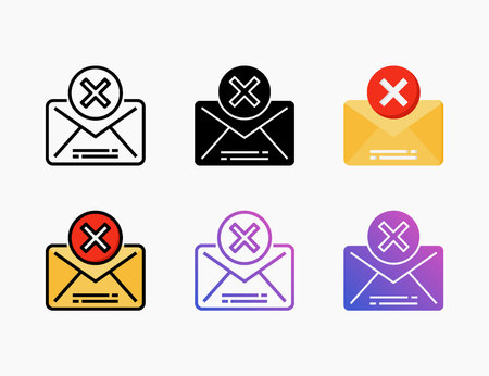 Mail Remove icon set with line, outline, flat, filled, glyph, color, gradient. Can be used for digital product, presentation, print design and more.のイラスト素材