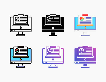 Presentation icon set with line, outline, flat, filled, glyph, color, gradient. Can be used for digital product, presentation, print design and more.のイラスト素材