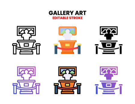 Gallery Art icon set with line, outline, flat, filled, glyph, color, gradient. Editable stroke and pixel perfect. Can be used for digital product, presentation, print design and more.のイラスト素材
