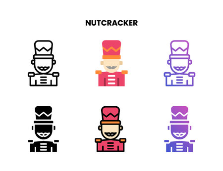 Nutcracker icon designed in outline flat glyph filled line and gradient. Vector Illustration for Graphic Design Element. Isolated on white backgroundのイラスト素材