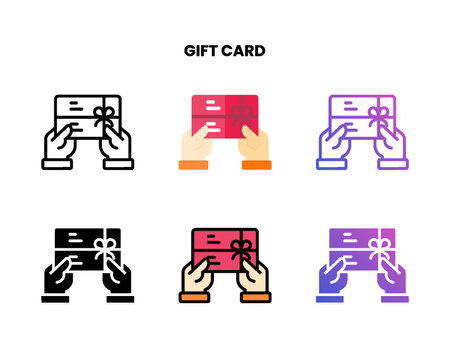 Gift Card Christmas icon designed in outline flat glyph filled line and gradient. Vector Illustration for Graphic Design Element. Isolated on white backgroundのイラスト素材