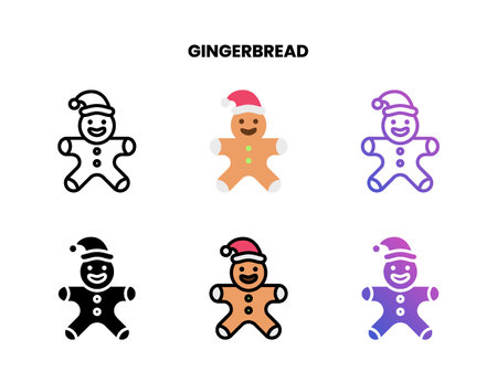 Gingerbread Man icon designed in outline flat glyph filled line and gradient. Vector Illustration for Graphic Design Element. Isolated on white backgroundのイラスト素材