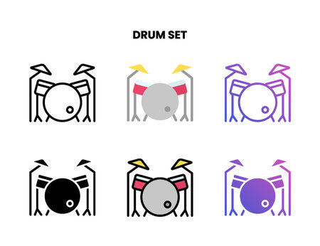 Drums set icon designed in outline flat glyph filled line and gradient. Vector Illustration for Graphic Design Element. Isolated on white backgroundのイラスト素材