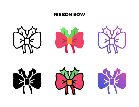 Ribbon Bow icon designed in outline flat glyph filled line and gradient. Vector Illustration for Graphic Design Element. Isolated on white backgroundのイラスト素材