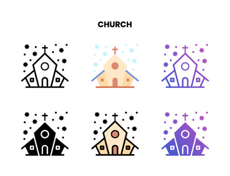 Church icon designed in outline flat glyph filled line and gradient. Vector Illustration for Graphic Design Element. Isolated on white backgroundのイラスト素材
