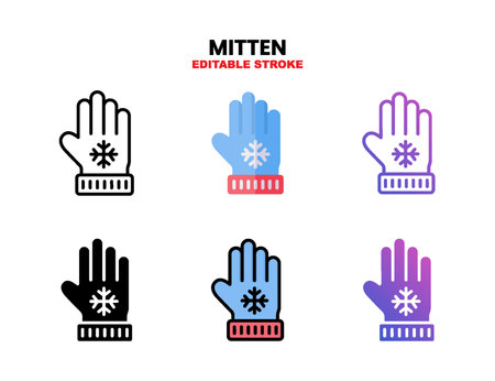 Mittens icon set with different styles. Icons designed in outline, flat, glyph, line colored and gradient. Can be used for web, mobile, ui and more. Enjoy this icon for your project.のイラスト素材