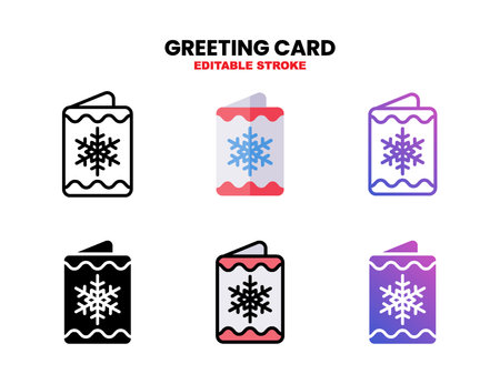 Winter Card icon set with different styles. Icons designed in outline, flat, glyph, line colored and gradient. Can be used for web, mobile, ui and more. Enjoy this icon for your project.のイラスト素材