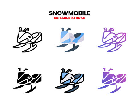 Snowmobile icon set with different styles. Icons designed in outline, flat, glyph, line colored and gradient. Can be used for web, mobile, ui and more. Enjoy this icon for your project.のイラスト素材