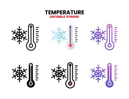 Temperature Winter icon set with different styles. Icons designed in outline, flat, glyph, line colored and gradient. Can be used for web, mobile, ui and more. Enjoy this icon for your project.のイラスト素材