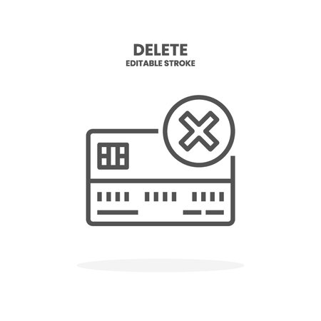Credit Card Delete line icon. Vector illustration on white background. Editable Stroke and pixel perfect. You can use for web, app and more.のイラスト素材