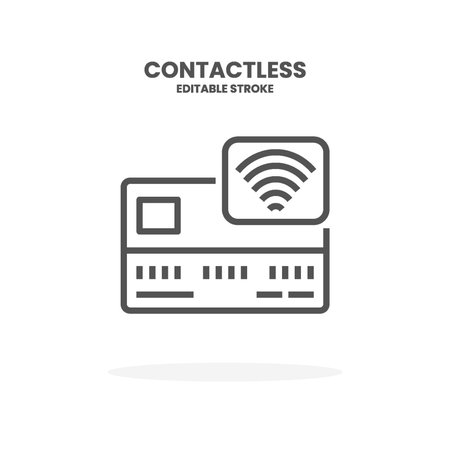 Credit Card Contactless line icon. Vector illustration on white background. Editable Stroke and pixel perfect. You can use for web, app and more.のイラスト素材