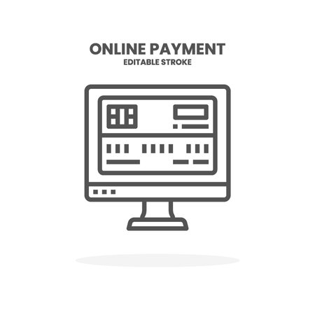 Credit Card Online Payment line icon. Vector illustration on white background. Editable Stroke and pixel perfect. You can use for web, app and more.のイラスト素材