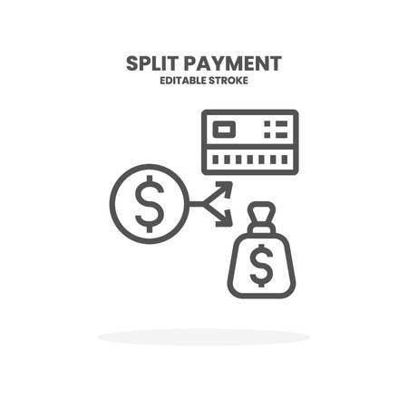 Credit Card Split Payment line icon. Vector illustration on white background. Editable Stroke and pixel perfect. You can use for web, app and more.のイラスト素材