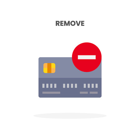 Credit Card Remove flat icon. Vector illustration on white background. Can used for web, app, digital product, presentation, UI and many more.のイラスト素材