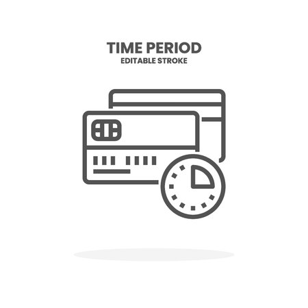 Credit Card Time Period line icon. Vector illustration on white background. Editable Stroke and pixel perfect. You can use for web, app and more.のイラスト素材