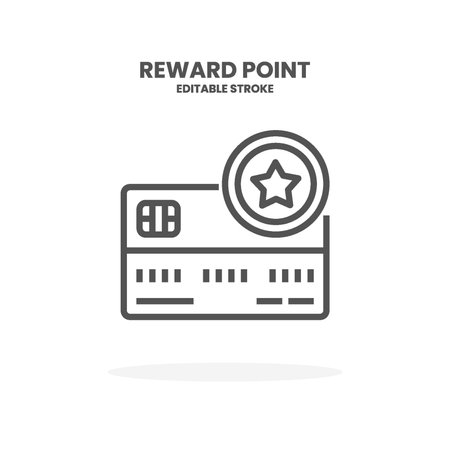 Credit Card Reward Point line icon. Vector illustration on white background. Editable Stroke and pixel perfect. You can use for web, app and more.のイラスト素材