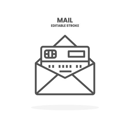 Credit Card Mail line icon. Vector illustration on white background. Editable Stroke and pixel perfect. You can use for web, app and more.のイラスト素材