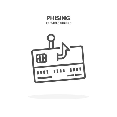 Credit Card Phising line icon. Vector illustration on white background. Editable Stroke and pixel perfect. You can use for web, app and more.のイラスト素材