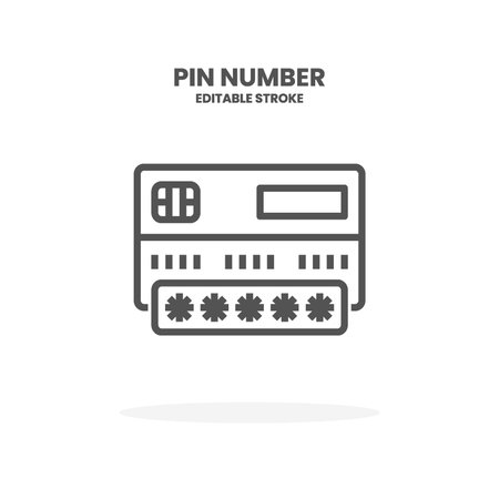 Credit Card Pin Number line icon. Vector illustration on white background. Editable Stroke and pixel perfect. You can use for web, app and more.のイラスト素材