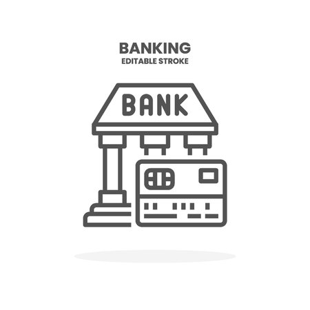 Credit Card Bank line icon. Vector illustration on white background. Editable Stroke and pixel perfect. You can use for web, app and more.のイラスト素材