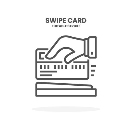 Credit Card Swipe Card line icon. Vector illustration on white background. Editable Stroke and pixel perfect. You can use for web, app and more.のイラスト素材