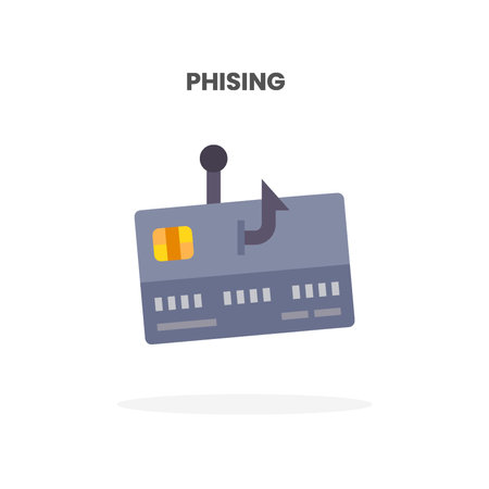 Credit Card Phising flat icon. Vector illustration on white background. Can used for web, app, digital product, presentation, UI and many more.のイラスト素材