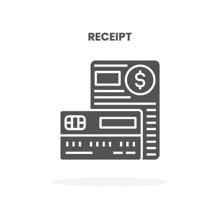 Credit Card Receipt glyph icon. Can used for web, app, digital product, presentation, UI and many more.のイラスト素材